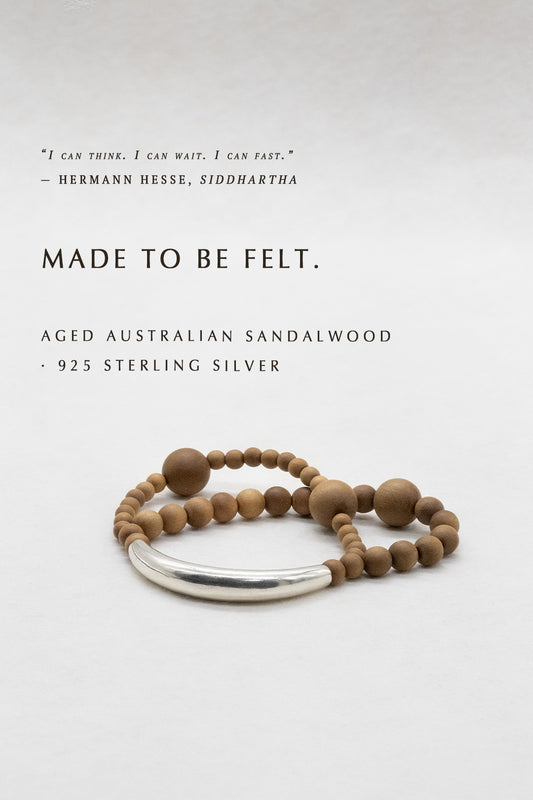 Grounding｜Aged Sandalwood Double-Strand Sterling Silver Bracelet