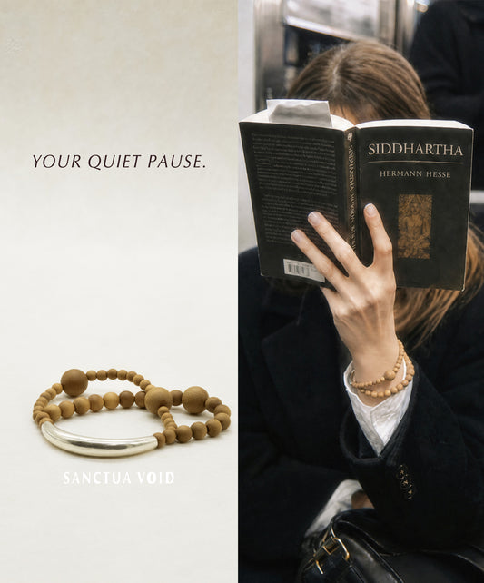 Grounding｜Aged Sandalwood Double-Strand Sterling Silver Bracelet