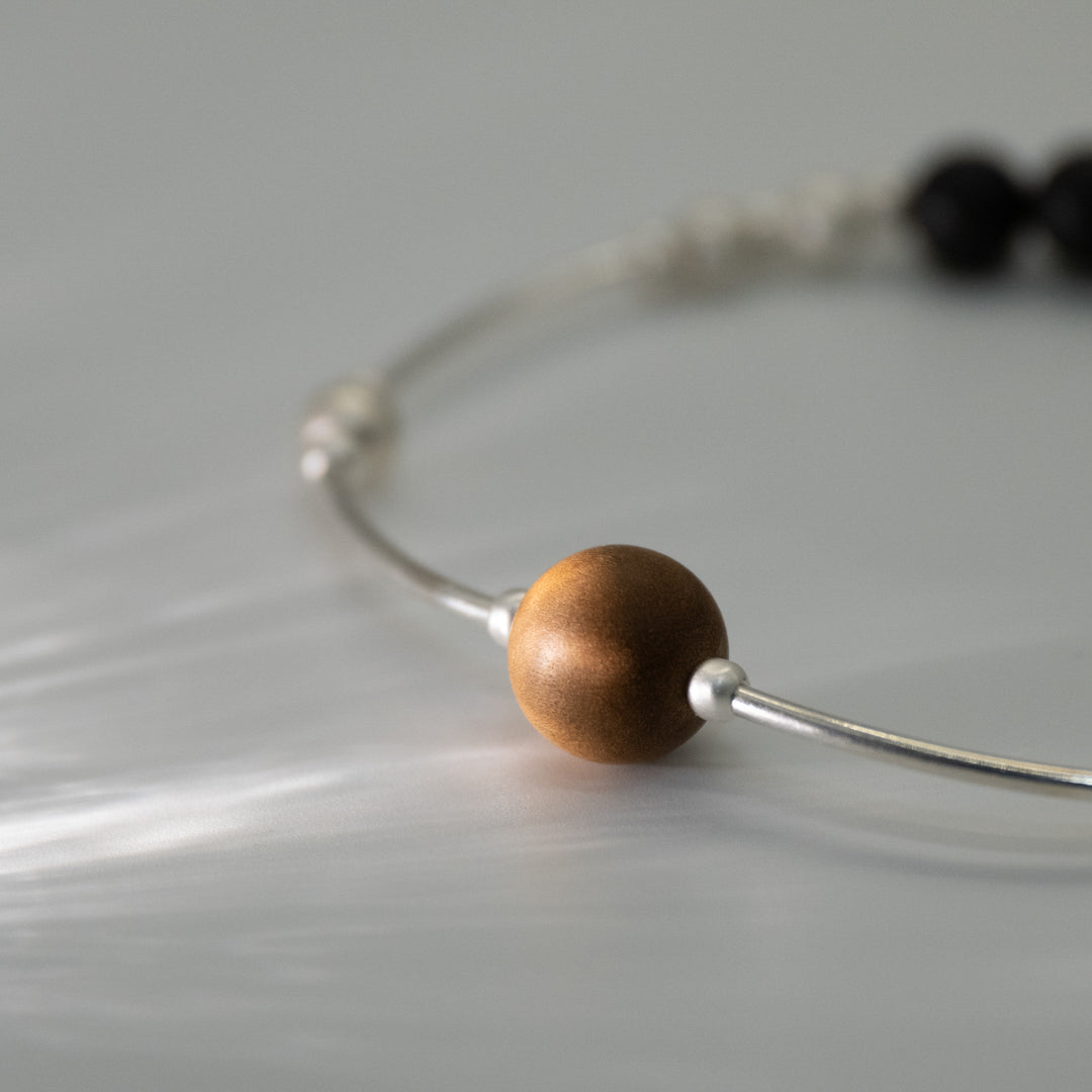 Purify & Flow｜Aged Sandalwood Centerpiece & Sterling Silver Bracelet