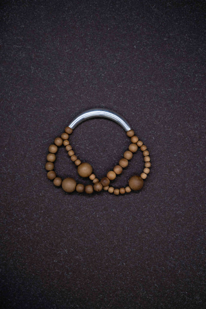 Grounding｜Aged Sandalwood Double-Strand Sterling Silver Bracelet