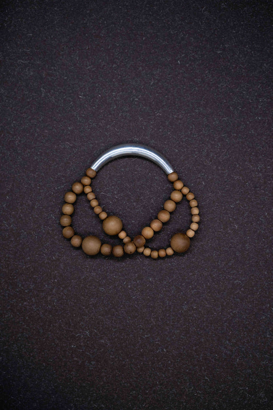 Grounding｜Aged Sandalwood Double-Strand Sterling Silver Bracelet
