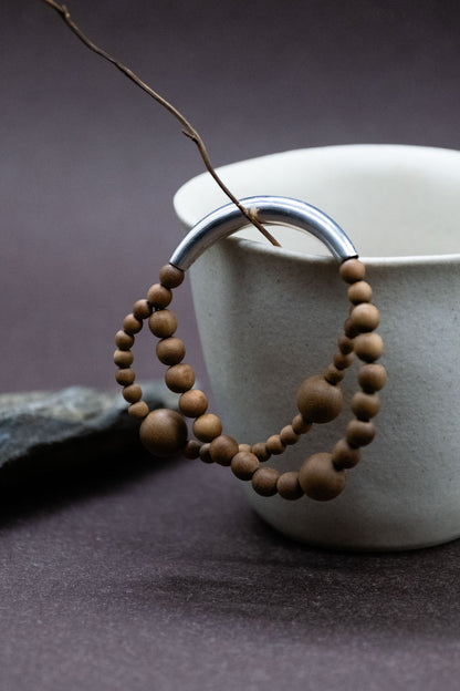 Grounding｜Aged Sandalwood Double-Strand Sterling Silver Bracelet