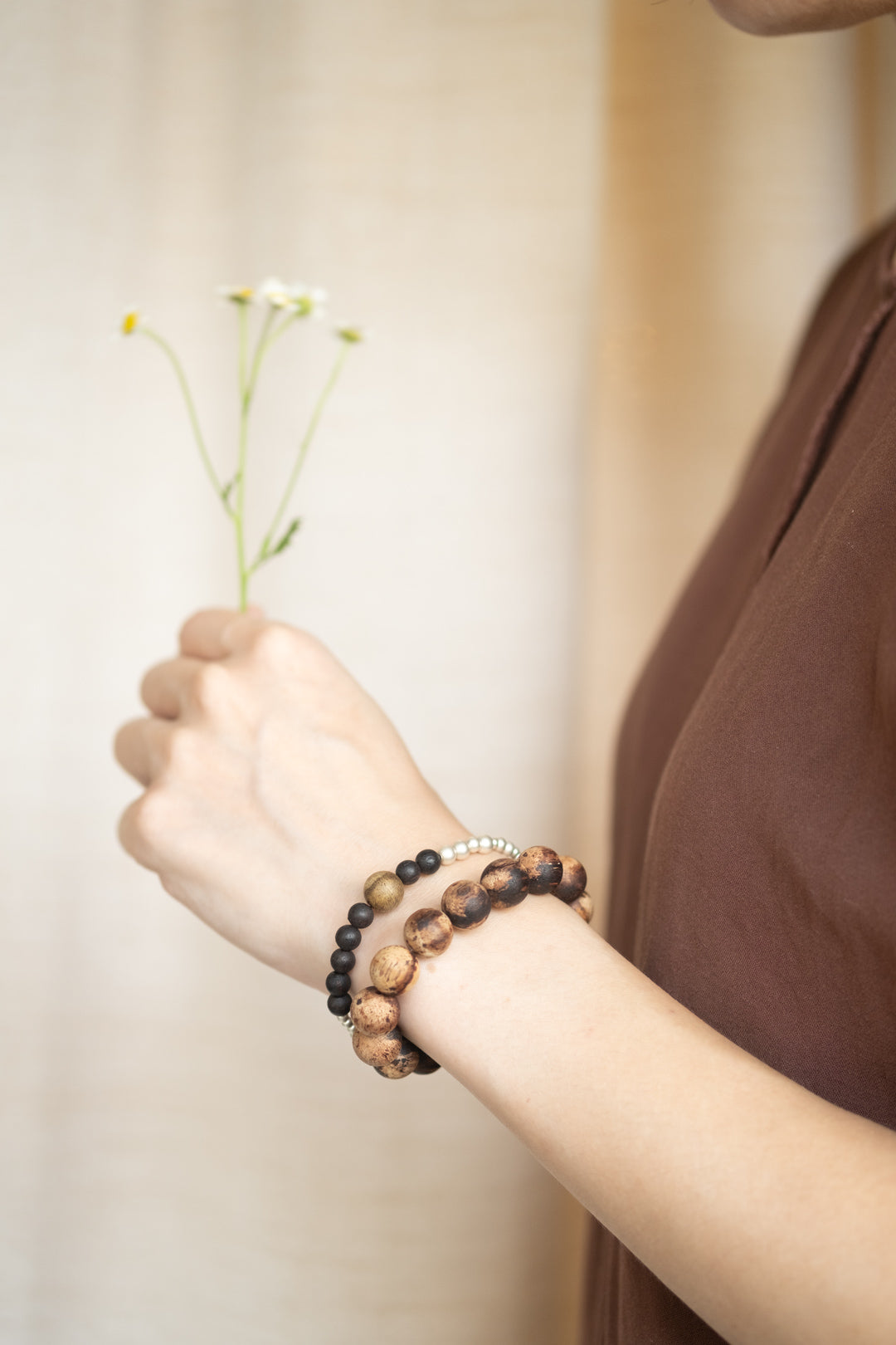Grounding | Yin-Yang Agarwood & Dark Lakawood Sterling Silver Bracelet