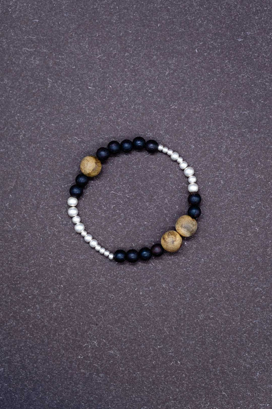 Grounding | Yin-Yang Agarwood & Dark Lakawood Sterling Silver Bracelet