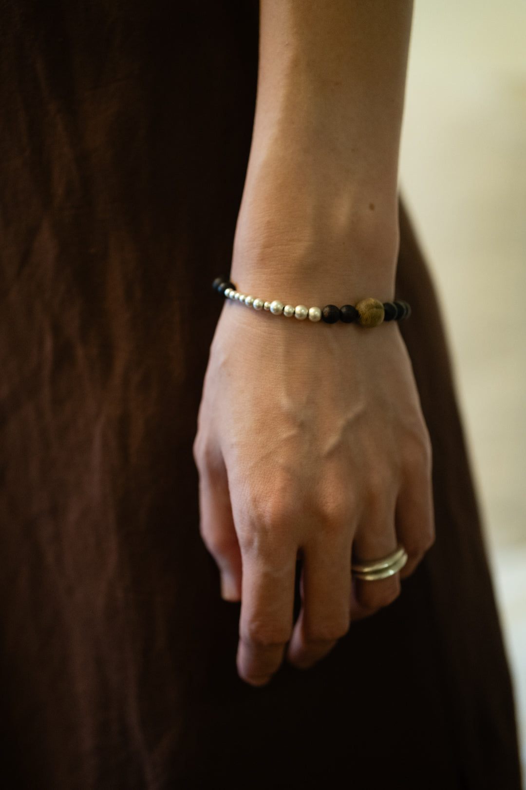 Grounding | Yin-Yang Agarwood & Dark Lakawood Sterling Silver Bracelet