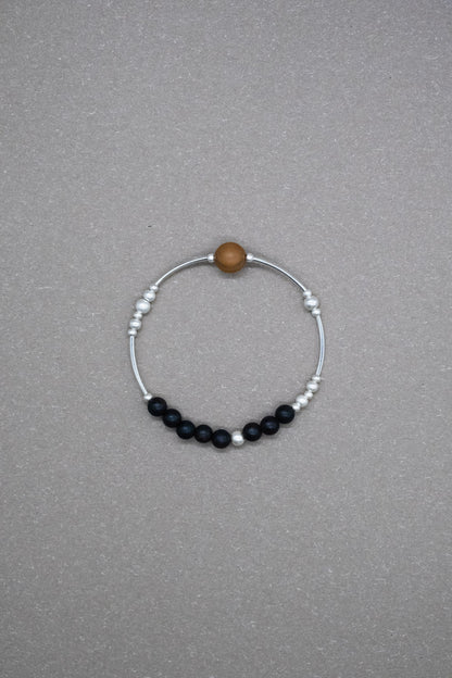 Purify & Flow｜Aged Sandalwood Centerpiece & Sterling Silver Bracelet