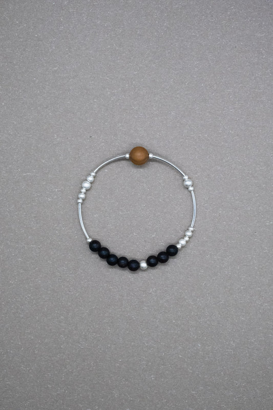 Purify & Flow｜Aged Sandalwood Centerpiece & Sterling Silver Bracelet