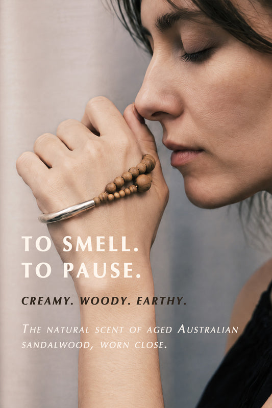 Grounding｜Aged Sandalwood Double-Strand Sterling Silver Bracelet